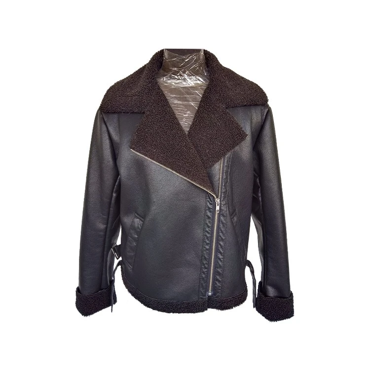 Faux Shearling Biker Jacket Brown